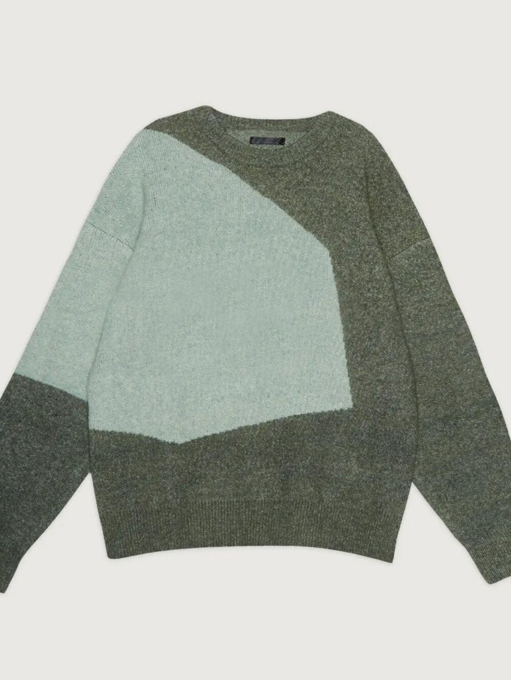 Oak & Fort Crewneck Sweater Geometric Colorblock Mint Green & Forest Sz L Unisex